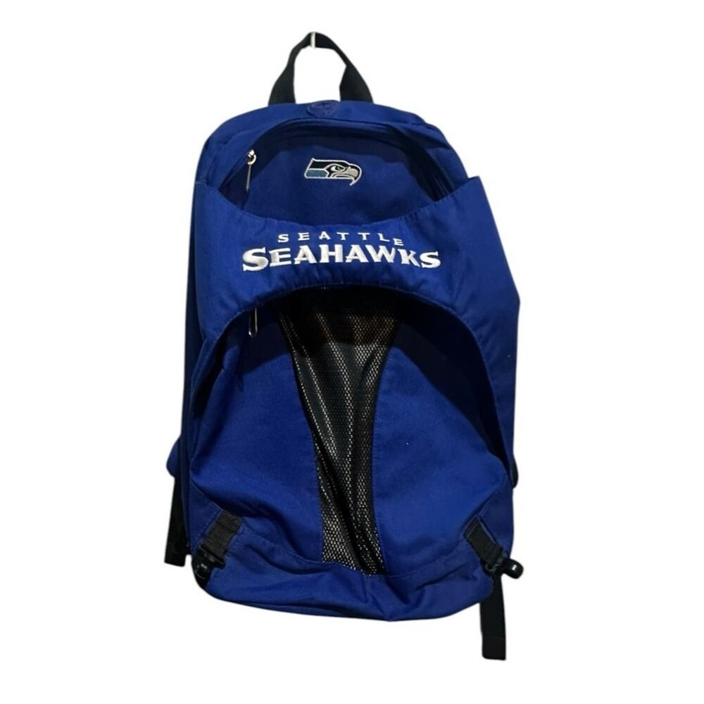 Vintage Seattle Seahawks NFL Backpack Unisex Blue Zip Up Medium Size Used
